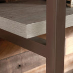 Desk Hutch with 1-Inch Thick Top, 60" Open Storage Shelf for Work Table, Metal Frame Hutch with Open Shelves, Brown & Grey