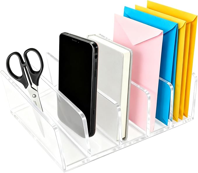 itechpanda Acrylic Mail Holder Clear File Sorter Desk Organizer Clean Desktop by itechpanda