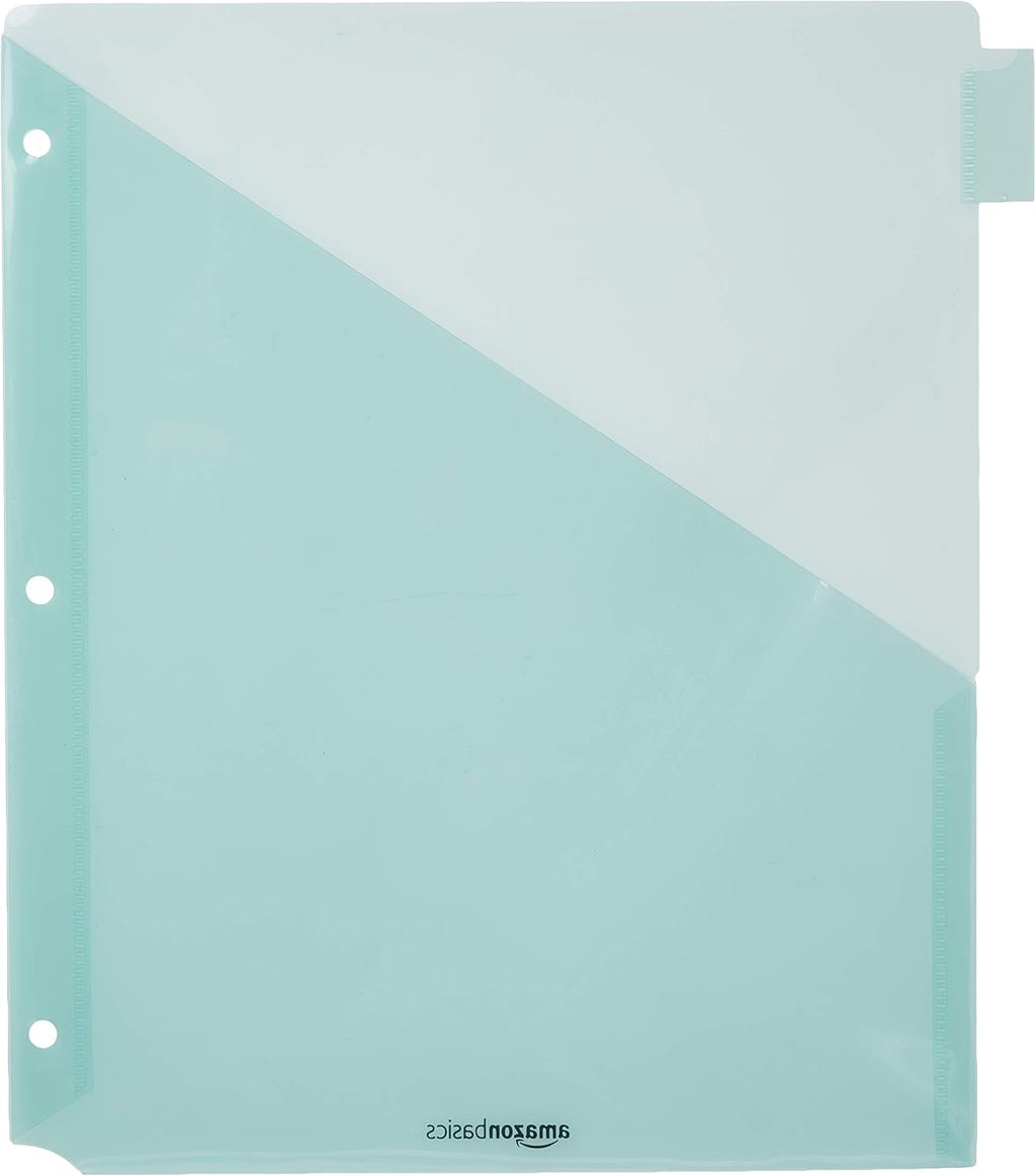 Amazon Basics Tab Dividers for 3 Ring Binder, Two Pocket, Letter Size, Transparent Assorted Colors, 24 Count (Pack of 2)