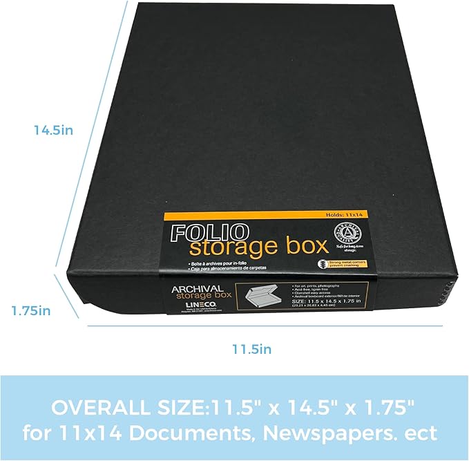 Lineco 11x14 Black Clamshell Archival Folio Storage Box. Acid-Free - Image 2