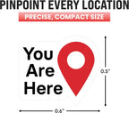 50pcs You are Here Bright Red Die Cut Vinyl Stickers 0.5 Inch | 0.5 Inch Small Map Pointer Stickers for Travel & Directories - Bright Red Die Cut Vinyl