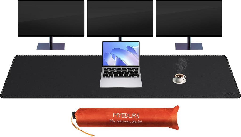Mydours PU Leather Desk Mat, 74.8"x15.7" Ultra Large Desk Pad, Waterproof
