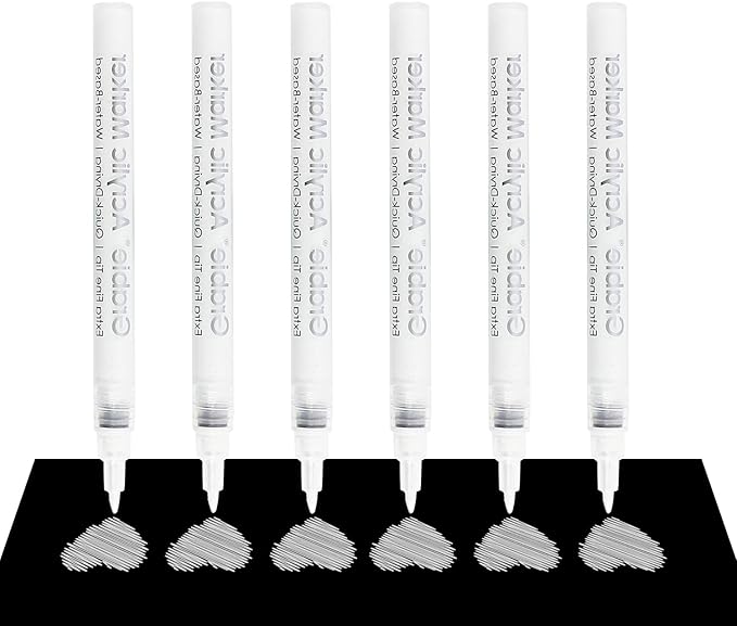 Grabie 6 White Extra Fine Tip Acrylic Paint Marker Set, 6 Pack, 0.7mm Acrylic - Image 2
