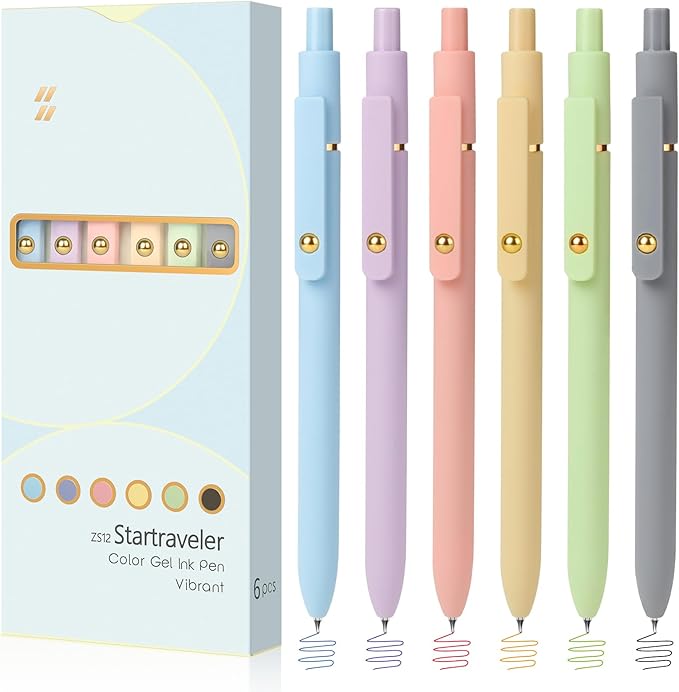 FIOVER Colored Pens, 6 Pack Colorful Gel Pens, Quick-Dry 0.7mm Medium Point by FIOVER