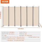 VEVOR Room Divider, 6 Panel Room Divider, Folding Privacy Screen and Portable - Image 7