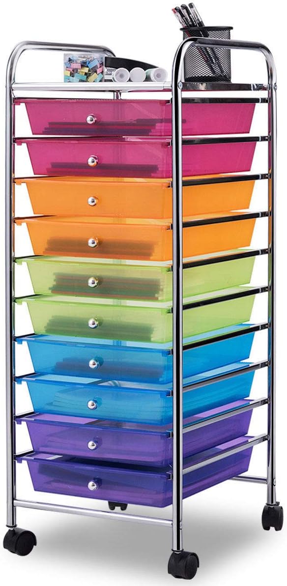 Giantex 10 Drawer Rolling Storage Cart Scrapbook Paper Office School Organizer by Giantex