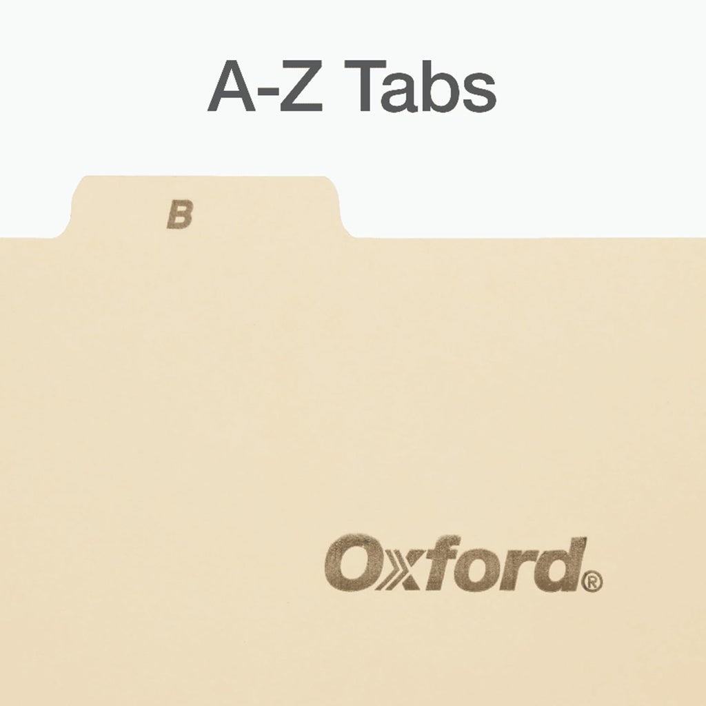 Oxford A-Z Card Guides, 5" x 8", 1/5-Cut Tabs, Manila, 25/Set (B8525)