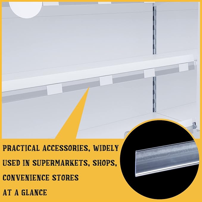 Fainne 50 Pcs 1.25 Inch Shelf Label Strip Holders Plastic Wire Shelf Price Tag - Image 5