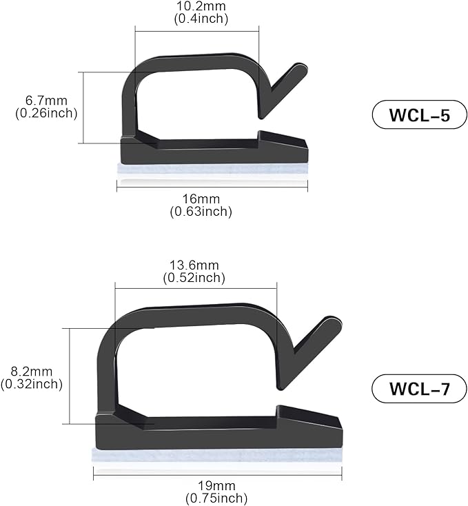 XHF 3/4” Adhesive Cable Wire Clips Black 60pcs, Cable Staples Outdoor Cable - Image 2