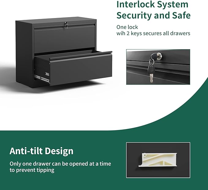 Yukimo 2 Drawer Lateral File Cabinet - Image 5