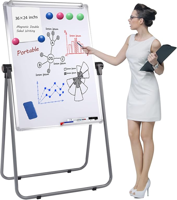 Dry Erase Board with Stand, Double Sided Magnetic Whiteboard, 24 x 36 Portable by SCOOL+KOKSRY