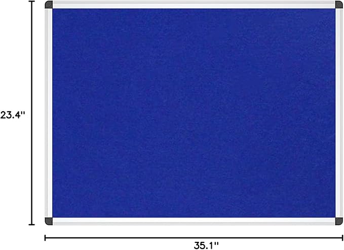 VIZ-PRO Notice Board Felt Blue, 36 X 24 Inches - Image 8