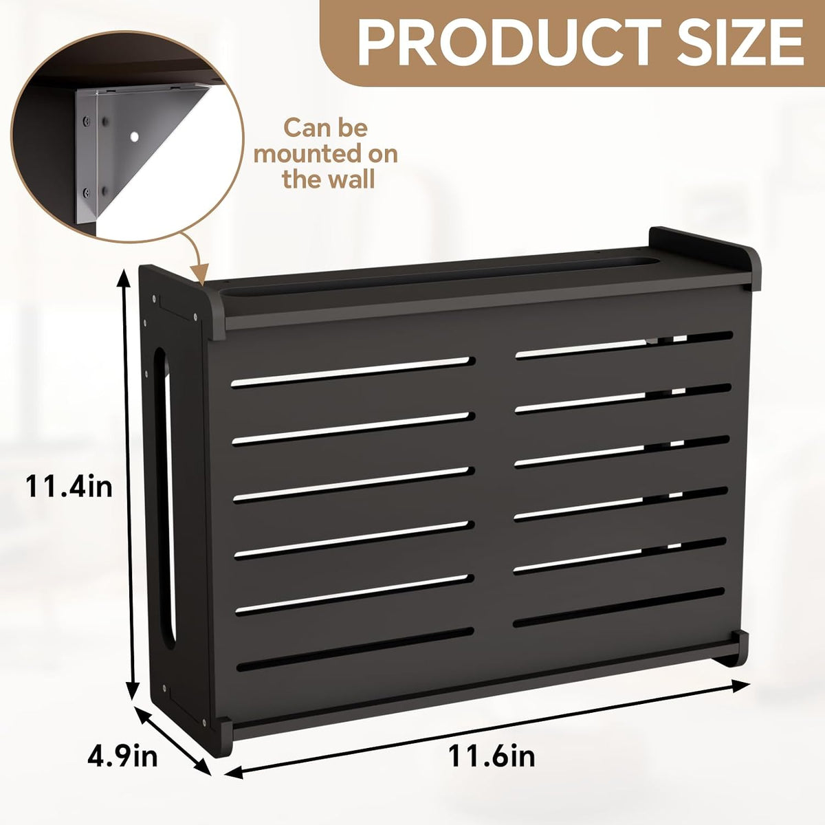 Wooden WiFi Router Storage Box Hider Shelf, Decorative Projector Box Hider Ra...
