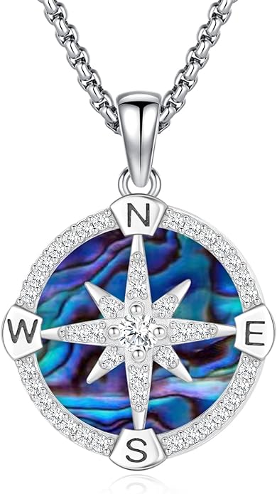 Compass Necklace for Women Men 925 Sterling Silver Pendant Urn Necklaces for by Eusense