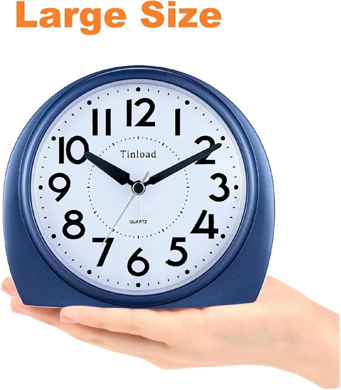 Tinload 5.5" Large Analog Alarm Clock Silent Non Ticking, Gentle Wake, Beep - Image 5