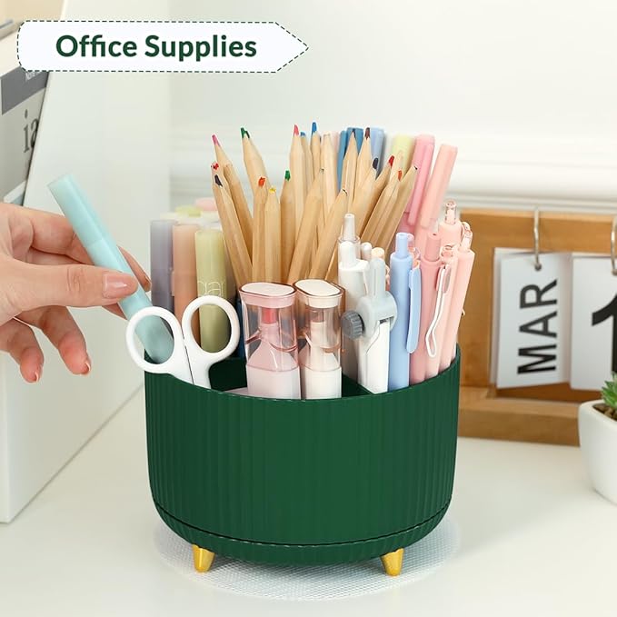 SKYDUE 360 Degree Rotating Desk Organizer, Dual-Purpose Pencil Pen Holder - Image 3