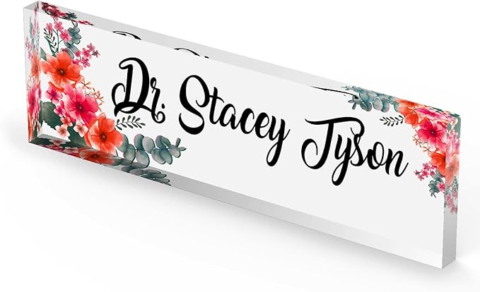 Artblox Personalized Office Desk Name Plate and Business Card Holder | Clear - Image 4
