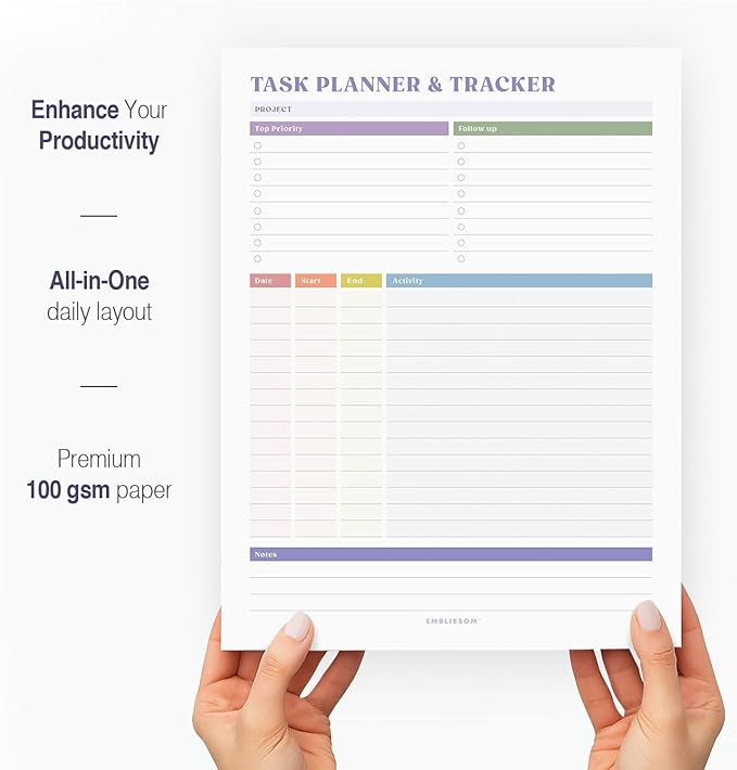 Task Planner & Tracker 8.5 x 11 Tear-Off 70 Sheet Planner Pad – Project - Image 2