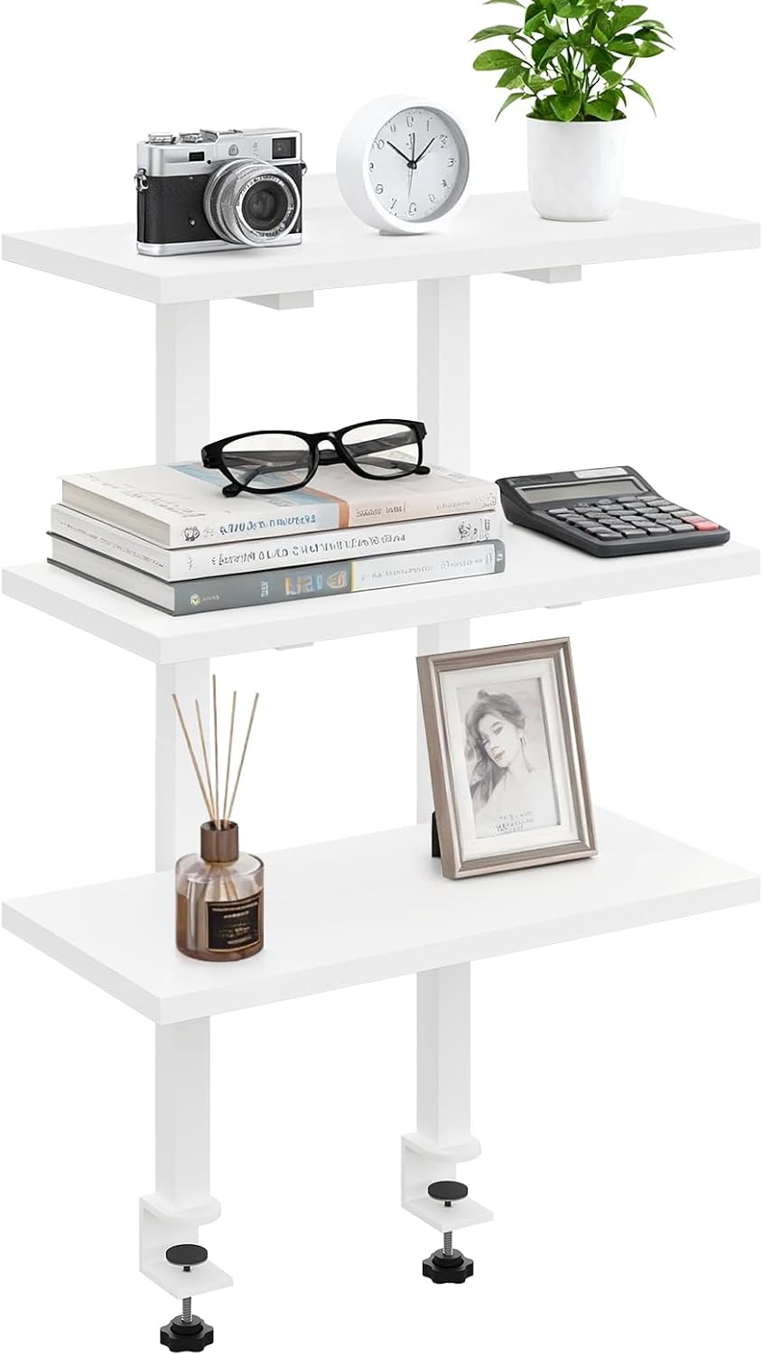 MAHANCRIS Clamp On Desk Organizer, 3-Tier Desktop Bookshelf, Adjustable Desk ...