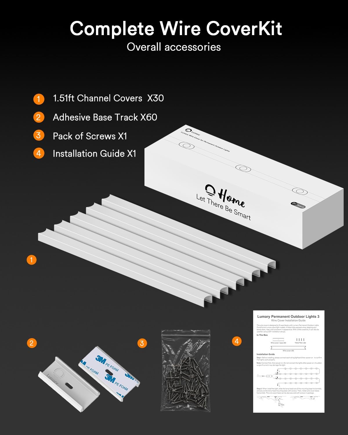 Lumary Cable Cover for Permanent Outdoor Lights, 45.3 ft White Kit
