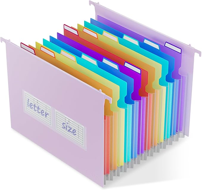 ThinkTex Plastic Expanding Hanging File Folders, 12 Accordion Pockets, Large by ThinkTex