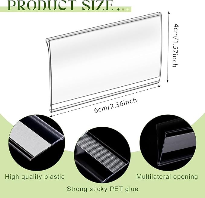 72 Pieces Clear Plastic Adhesive Shelf Tag & Price Label Holders - Image 3