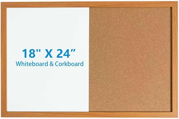 Combination Writeboard 24"x 18" Magnetic Whiteboard & Cork Board Dry Erase by YoupuStationery