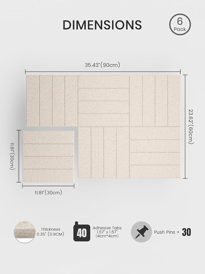 Bumusty Large Cork Board Alternative-36 x24 Felt Bulletin Board Tiles, - Image 2