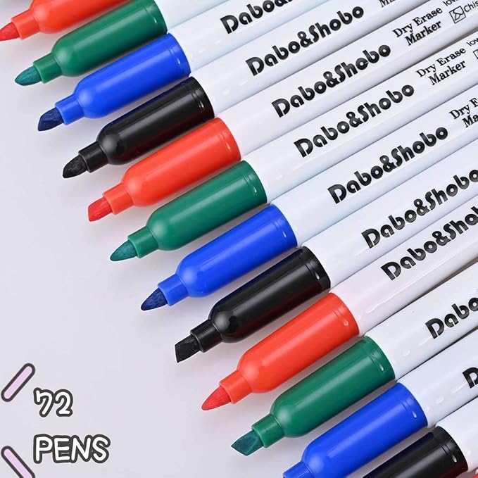Dabo&Shobo White Board Markers-72 Pcs 4 Color Fine Tip Whiteboard - Image 2