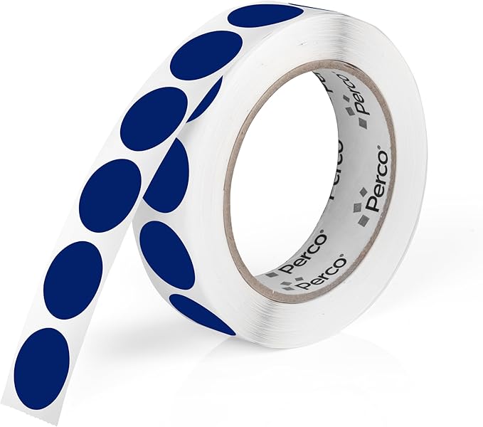 Perco Dark Blue 1-Inch Round Circle Dot Sticker Labels by Perco