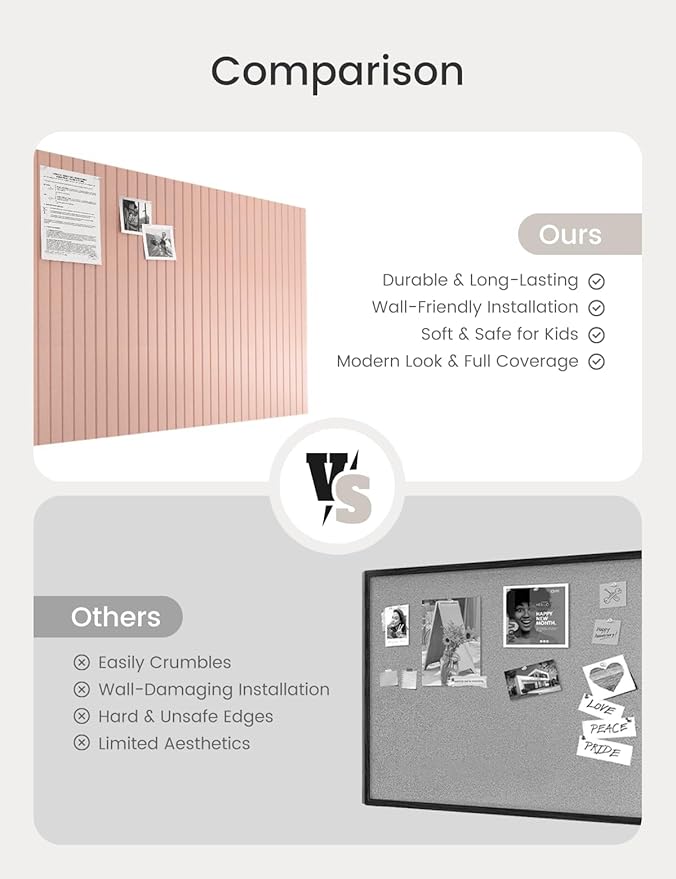 Bumusty Large Cork Board Alternative-47 x35 Felt Bulletin Board Tiles, - Image 8