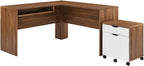 Modway Envision Mid-Century Modern, Desk and File Cabinet Set, Walnut White