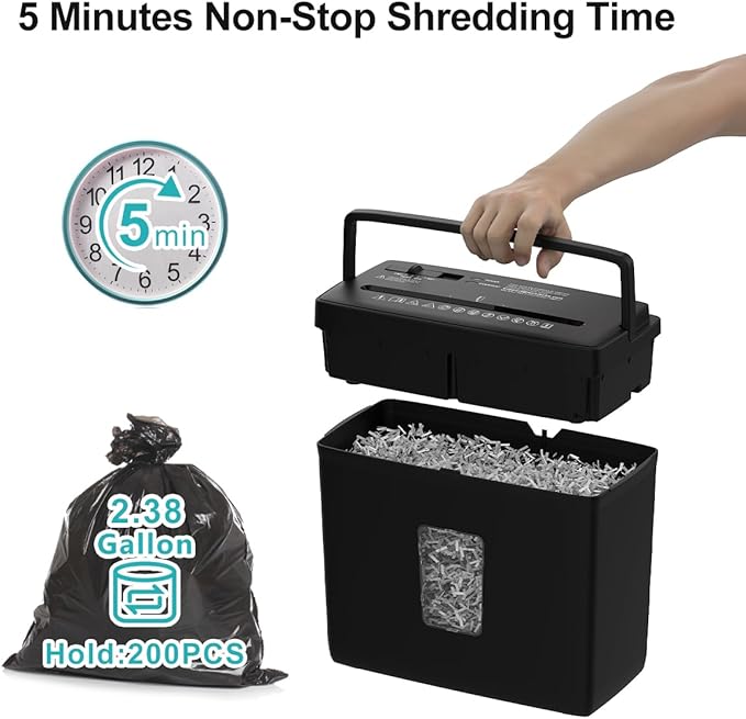 Woolsche Paper Shredder for Home, 5 Sheet Desktop Cross Cut - Image 2