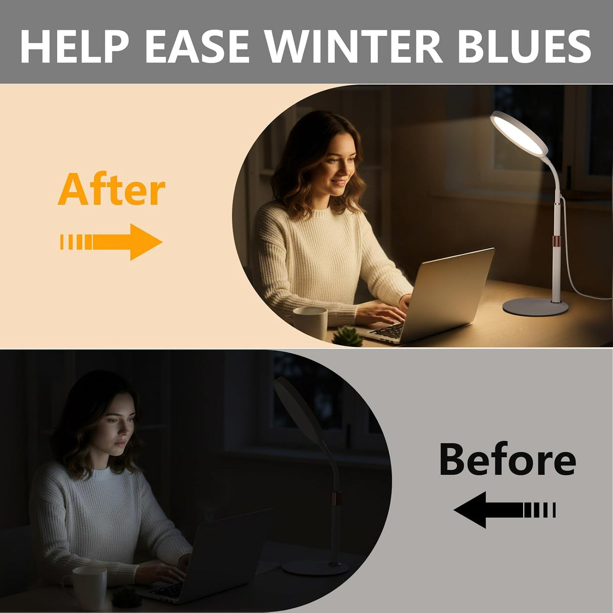 Light Therapy Lamp, 10000 Lux Full Spectrum Sunlight LED Desk Lamp