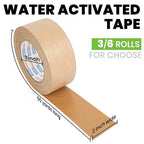 ADHES Water Activated Tape 2" x 55yds, 3 Rolls, Reinforced Kraft Gummed Paper - Image 2