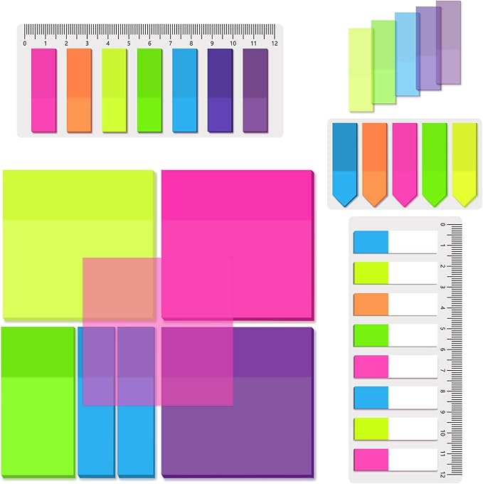 BAYTORY 700 Sheets Transparent Sticky Notes, Self-Adhesive Translucent Writable by BAYTORY