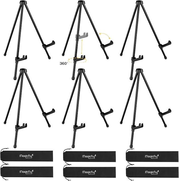 Magicfly 6 Pack Tabletop Easel, Adjustable & Portable Tripod Easel by Magicfly