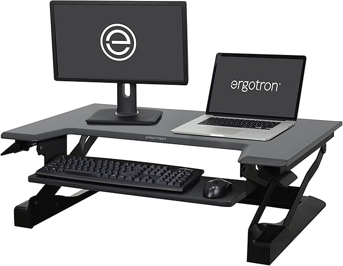 Ergotron – WorkFit-T Standing Desk Converter, Dual Monitor Sit Stand Desk Riser by Ergotron
