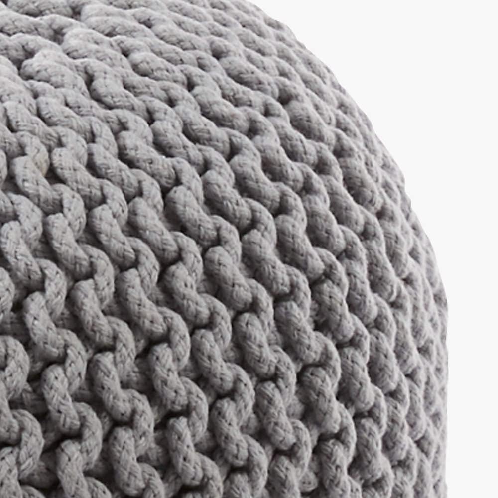 FRELISH DECOR Round Pouf Ottoman (20 Diameter x 14 Height) Light Grey
