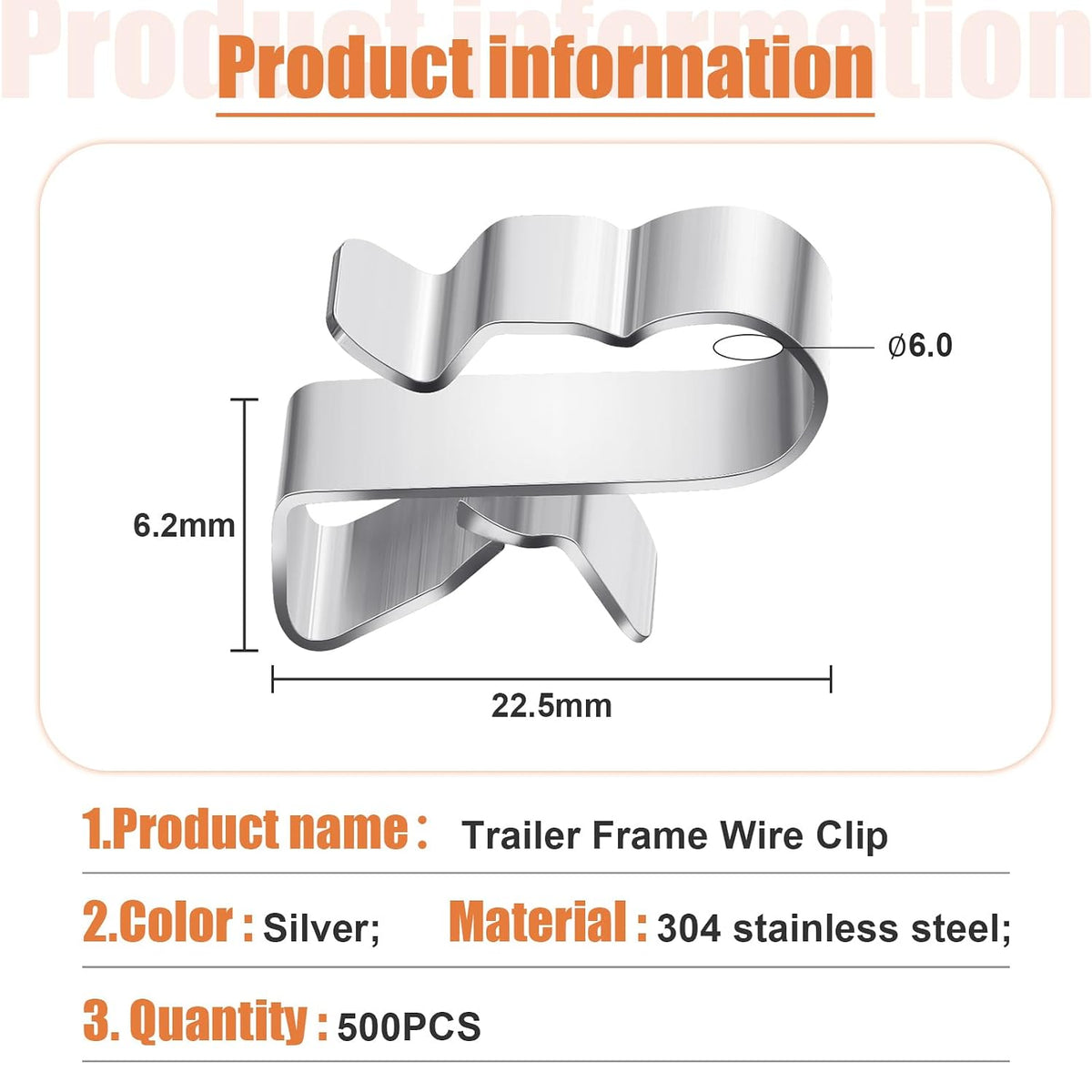 Zhengmy 500 Pcs Trailer Frame Wire Clips Stainless Steel Metal Cable Clips