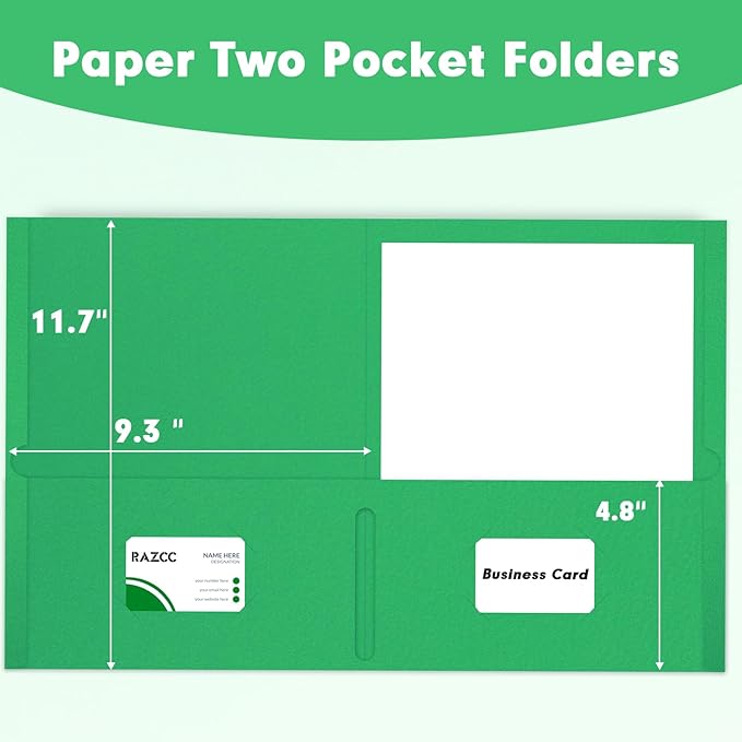Two Pocket Folders, RAZCC 50 Pack 2 Pocket Folders Fit Letter Size Paper - Image 2