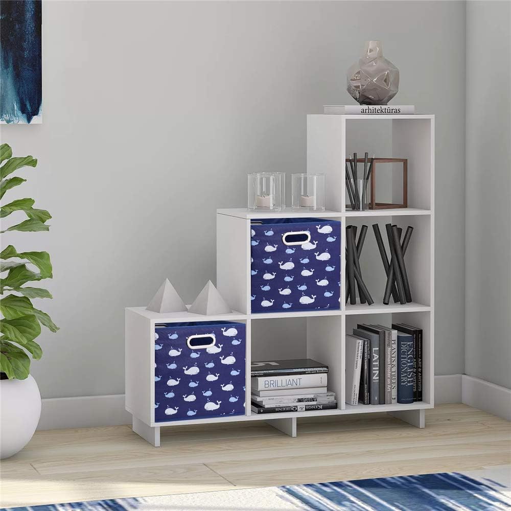 Fabric Cube Storage Bins Whale10.5x 10.5 x 11 in Foldabe Navy Blue Storage Cu...