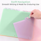 SKYDUE Pastel Binder Dividers with Tabs and Pockets - Soft Plastic Dividers for 3 Ring Binder, Includes 16 Blank Index Labels, for School & Office Organization, Green