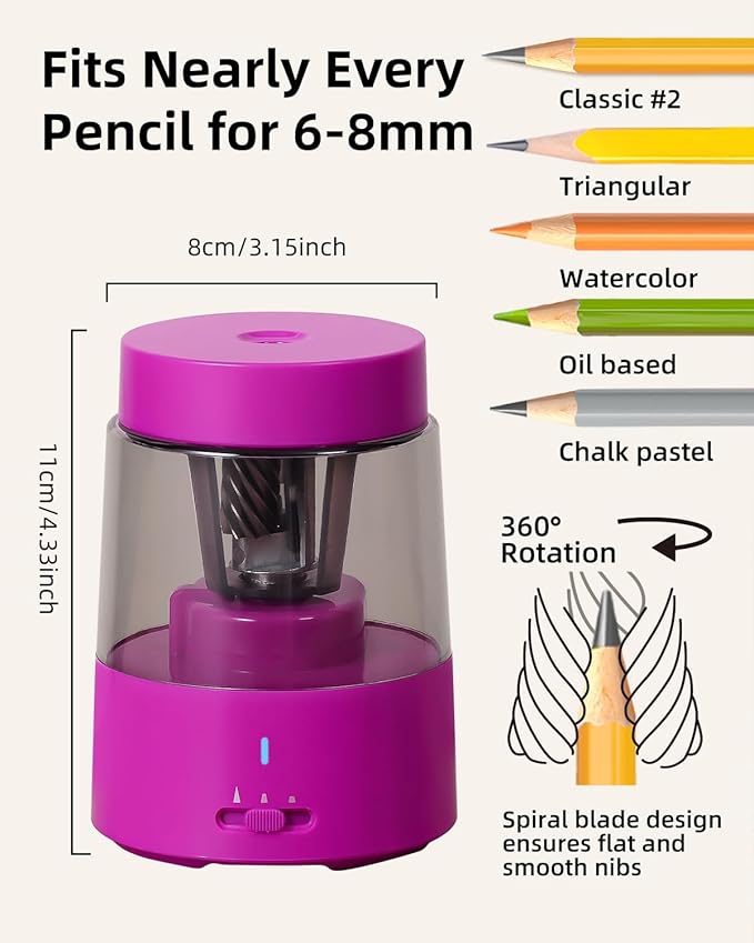 ZMOL Electric Rechargeable Pencil Sharpener, Automatic Pencil Sharpeners Kids - Image 2
