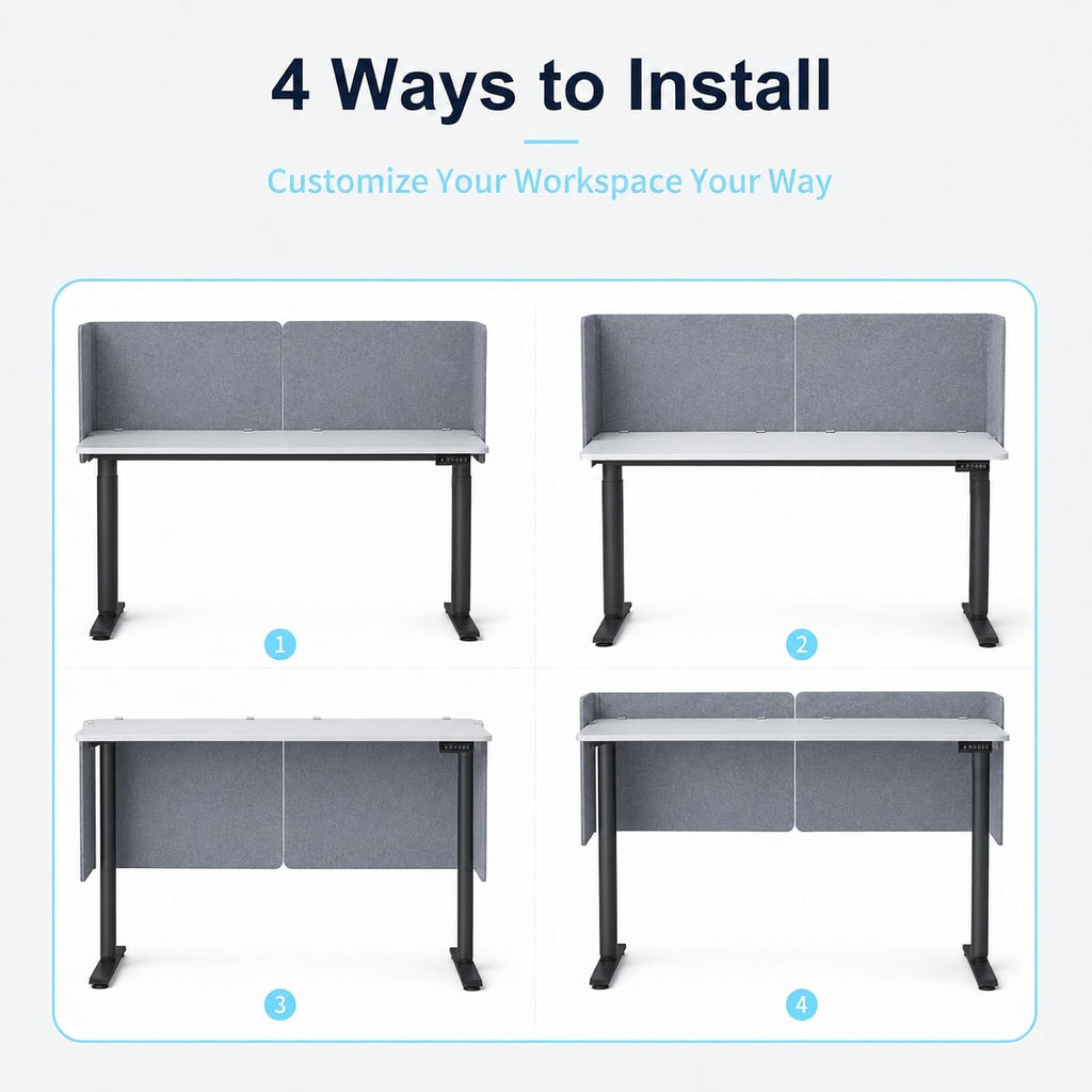 desk privacy panel, 48" × 19" l-shaped cubicle, package contents