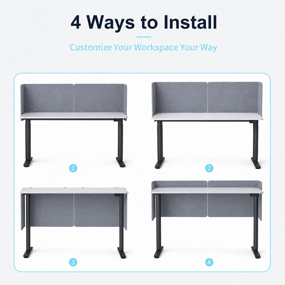 desk privacy panel, 48" × 19" l-shaped cubicle, package contents