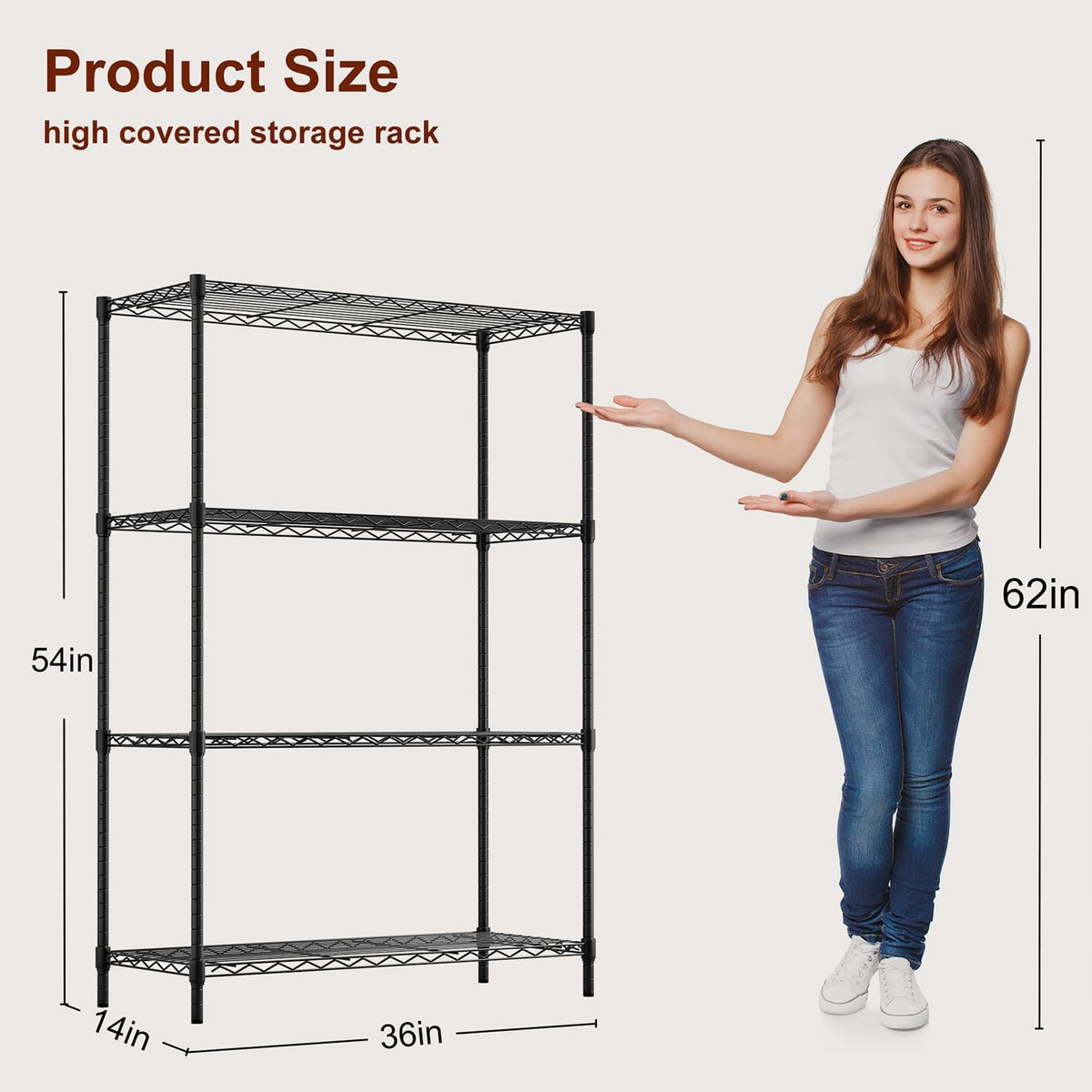 bestoffice | 4-tier wire shelf | 36" x, close-up detail