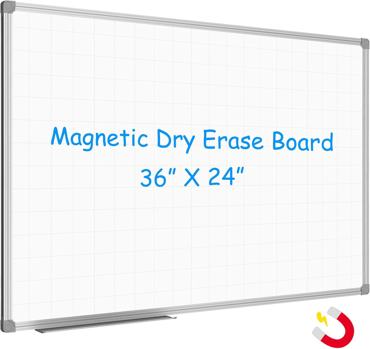 JILoffice Magnetic Dry Erase Planning Board, Grid Pattern White Board 36 x 24...