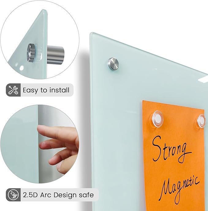 Magnetic Glass Writeboard 40"x60" Premium Tempered Dry Erase Boards Wall - Image 4