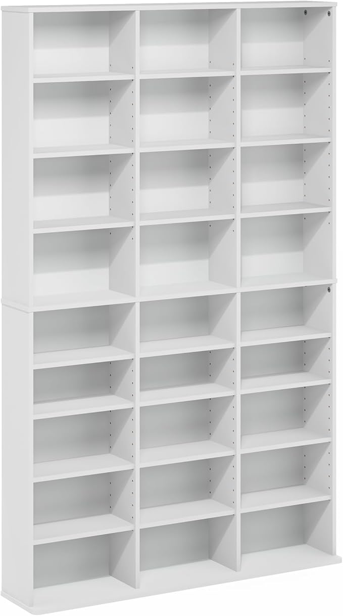 Furinno Jaya DVD Shelf, Wide 24-Shelf CD Rack, Media Shelf - Image 5